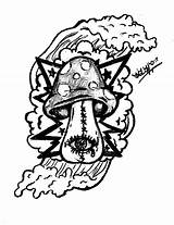Trippy Mushroom Tattoos Drawings Tattoo Coloring Pages Shroom Moon Sun Stoner Sketch Drawing Easy Mushrooms Graffiti Deviantart Designs Outline Draw sketch template