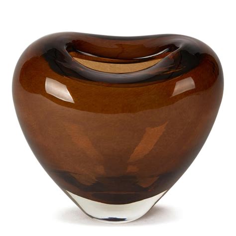 Vintage Murano Sommerso Brown Art Glass Heart Vase Circa