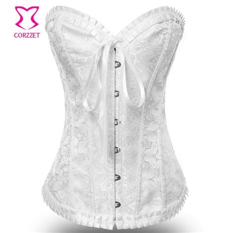 Corzzet Victorian White Wedding Overbust Straps Corsets And Bustiers