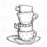 Teacup Drawing Teapot Clipart Cups sketch template