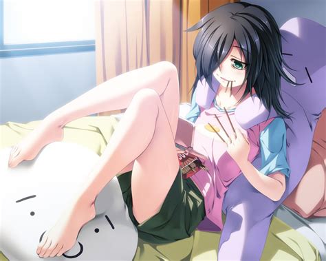 barefoot bed black hair food game console green eyes
