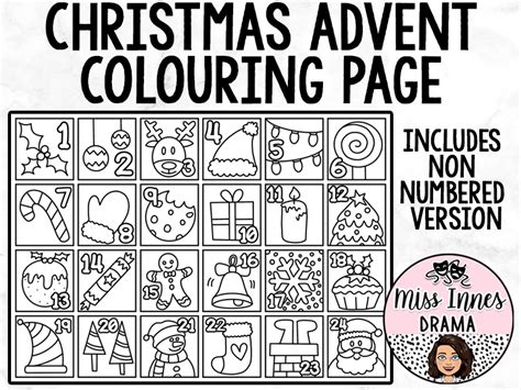 christmas advent colouring page teaching resources
