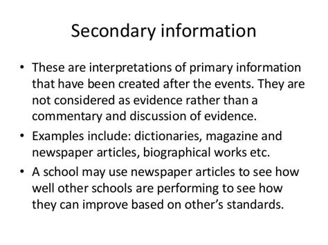 primary  secondary information