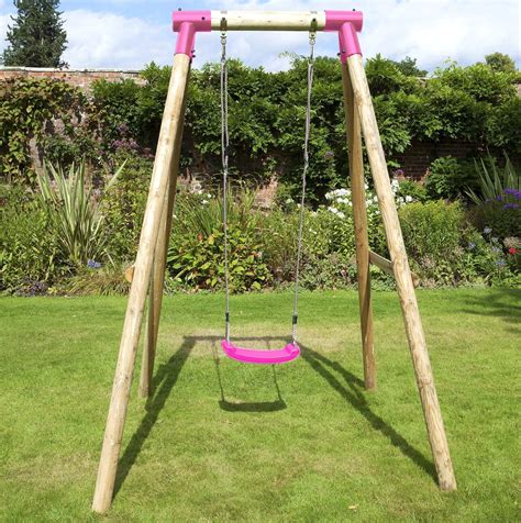 rebo kids wooden garden swing set childrens swings solar single swing pink  ebay
