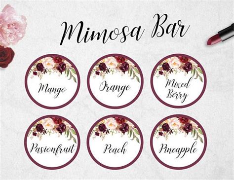 printable mimosa bar juice labels printable word searches