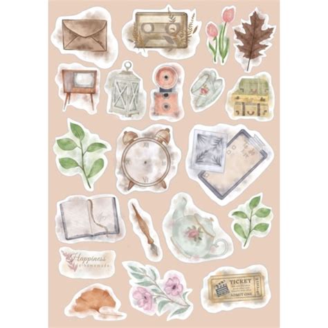 Jual [20 Pcs] Stiker Vintage Aesthetic Retro Lucu Untuk Hp Laptop