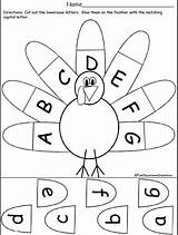 Turkey Paste Cut Letters Thanksgiving Worksheets sketch template