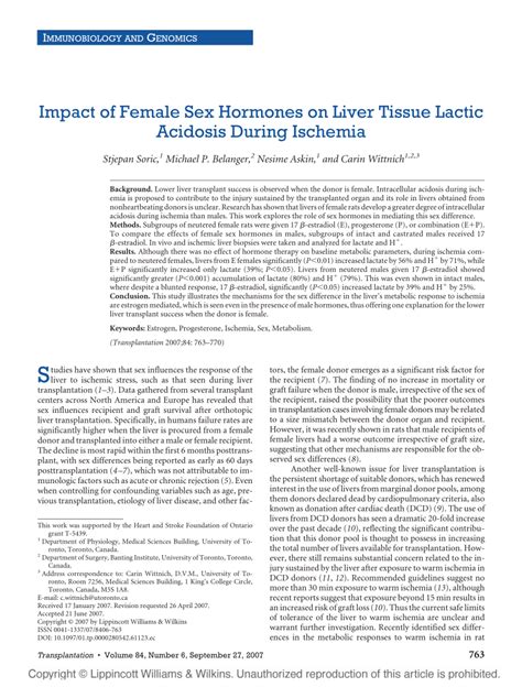 pdf impact of female sex hormones on liver tissue lactic acidosis