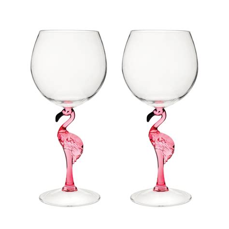 Gourmet Art 2 Piece Flamingo 20 Oz Durable Acrylic Plastic Wine Glass