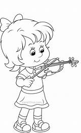 Coloring Violin Pages School Little Girl Playing Sarahtitus Child Printable Fun Colouring Kids Music Ready Season These Disney Popular Bigstock sketch template