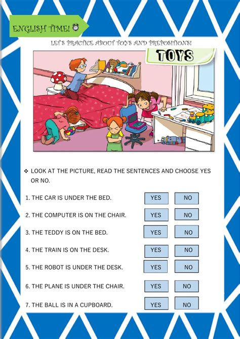 toys  prepositions  worksheet