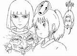 Spirited Ghibli Miyazaki Hayao Chihiro Dani Ponyo Haku Totoro Estudio Dragon Colorir Howl Howls Desenhos Viaje Buksan Line sketch template