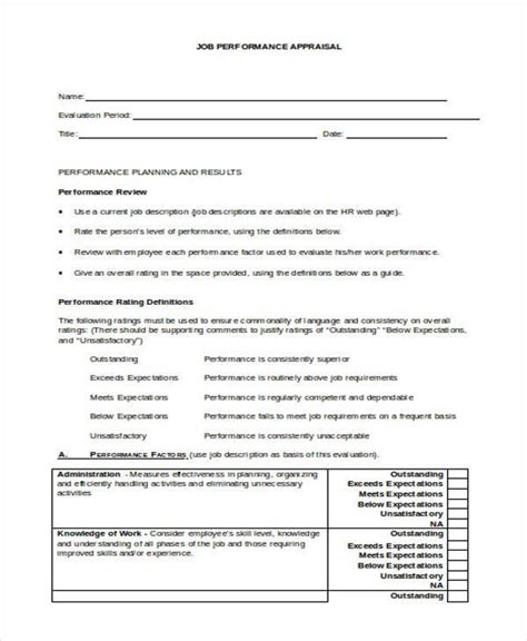 sample appraisal forms  ms word