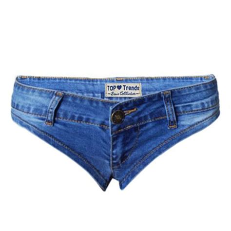 soojun women s low rise side straps cheeky mini denim shorts clubwear