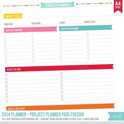 printable project planner pages filofax addict pinterest