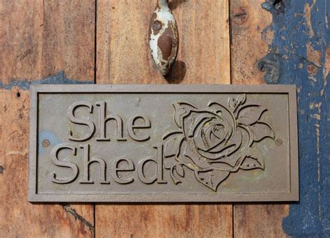She Shed Door Sign Funny Wall Plaque Rose Detail Old Style Etsy