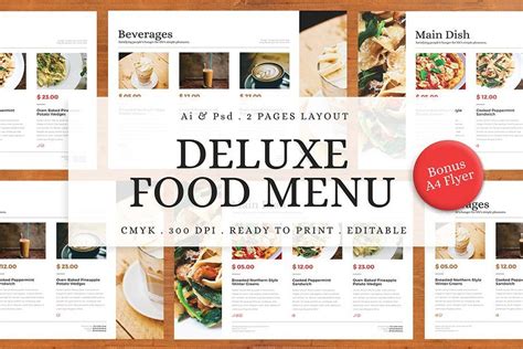 deluxe food menu bonus  flyer food menu template restaurant promotions menu template