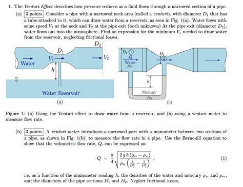 solved   venturi effect describes  pressure reduces cheggcom