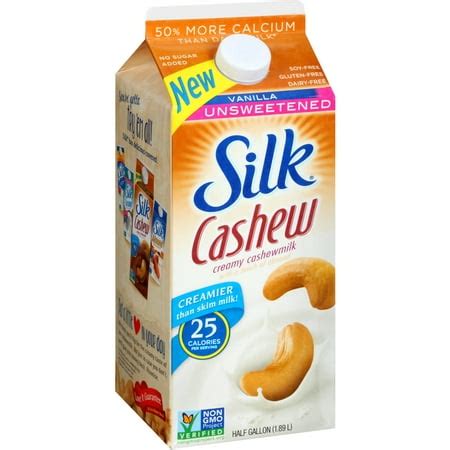 silk vanilla unsweetened creamy cashewmilk  gal carton walmartcom