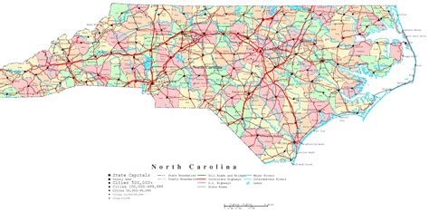 nc county major cities map nc map north carolina
