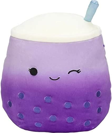 squishmallow boba bubble tea cm   poplina purple plush
