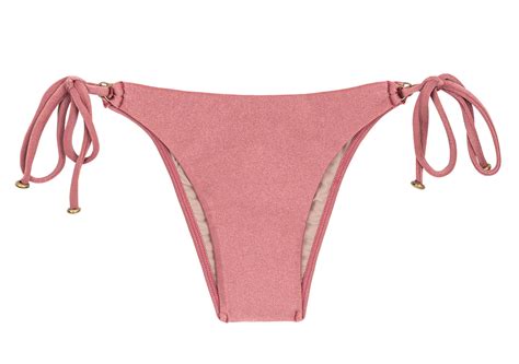 Accessorized Iridescent Pink Brazilian Bikini Bottom Bottom Callas