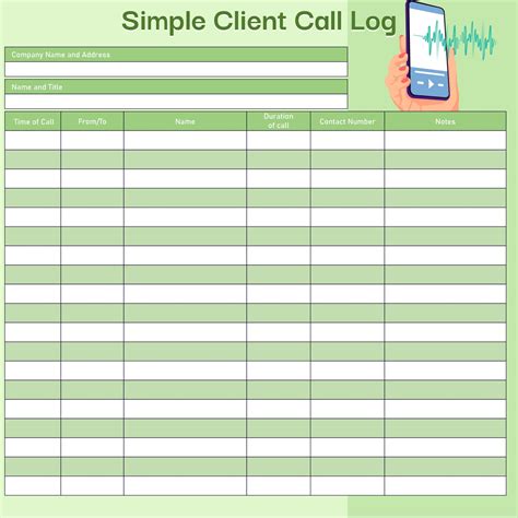 images   printable phone call log template phone call