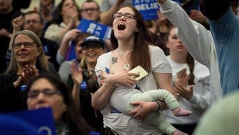 bernie sanders thanks breastfeeding mom at rally news telesur english