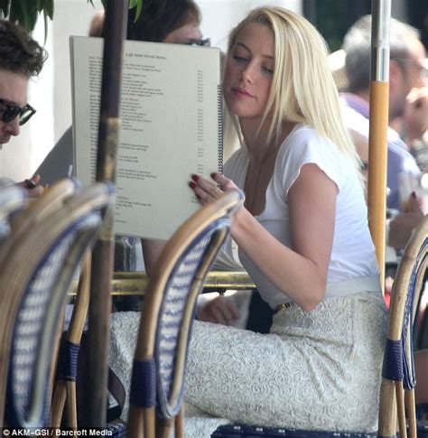 Amber Heard Looks Tasty In Lacy Pencil Skirt As She Dines