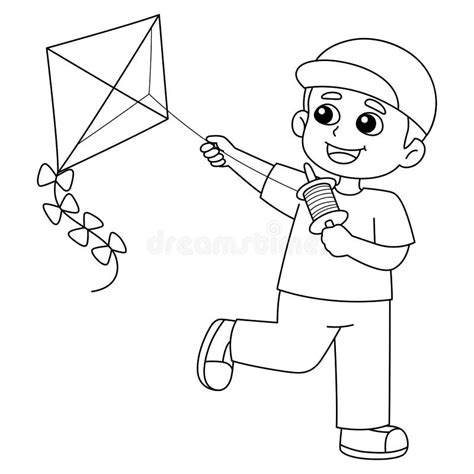 kite flying coloring page stock illustrations  kite flying coloring
