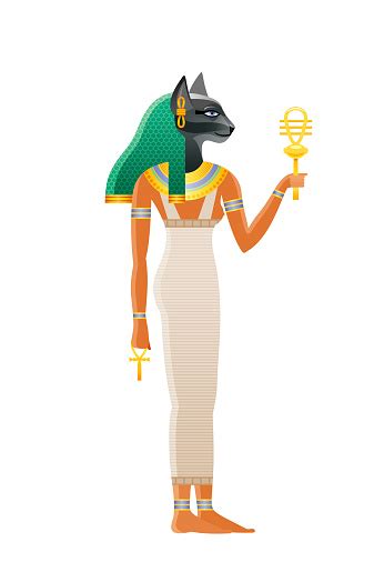 Altägyptische Göttin Bastet Deity Mit Katzenkopf 3d Cartoon