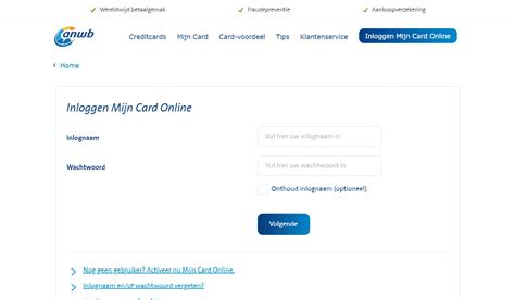 visa kaart anwb inloggen