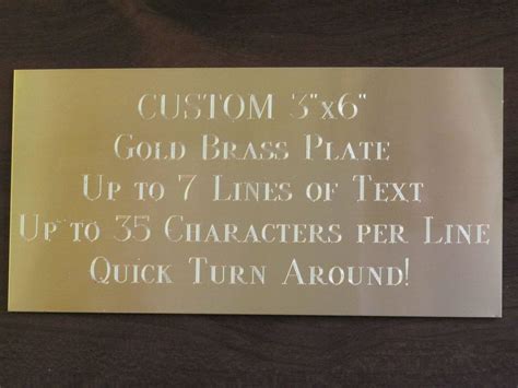 custom engraved brass  plateplaque award etsy