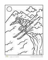 Skiing Pages Worksheet Coloring Winter Kids Printable Extreme Sheets Choose Board sketch template