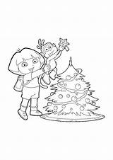 Dora Christmas Coloring Pages Boots Xmas Disney Printables Bookmark sketch template