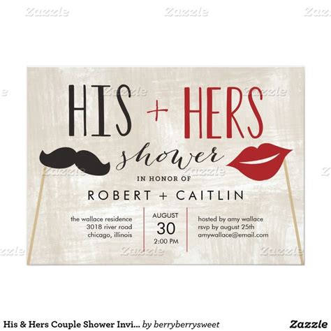 his and hers couple shower invitation zazzle couples wedding shower