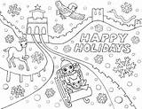 Coloring Holiday Winter Pages Printable Holidays Happy Christmas Card Getcolorings Sleep Big sketch template