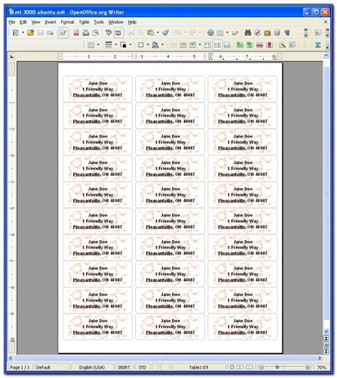 word address label template