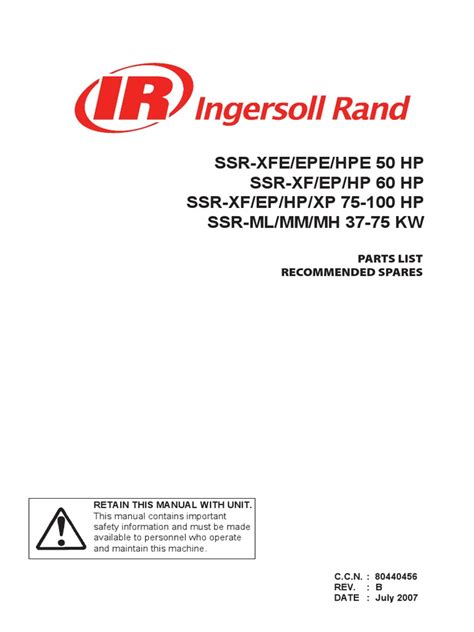 parts manual ssr  hp screw pipe fluid conveyance