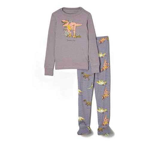 big feet pajama grey cotton  piece cotton kids footed pajamas jurassic dinosaurs footie