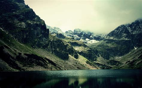 landscape lake mountain mist reflection nature wallpapers hd