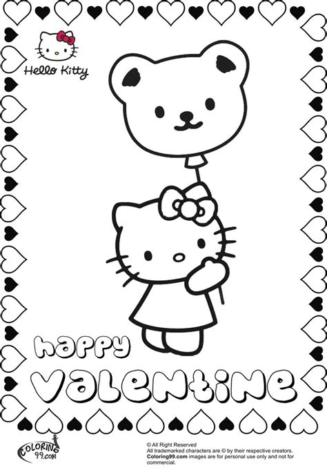 kitty valentine coloring pages coloringcom