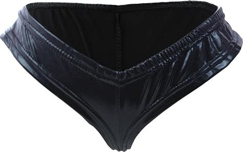 chictry women s wet look faux leather underwear low rise mini g string