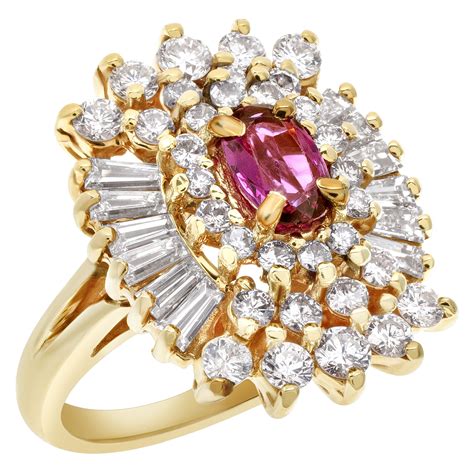 ruby and diamond ballerina ring in 14k yellow gold ebay