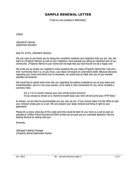 sample letter landlord  tenant  renewing lease collection letter