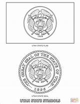 Utah Coloring Pages Utes State Template Symbols Flag sketch template