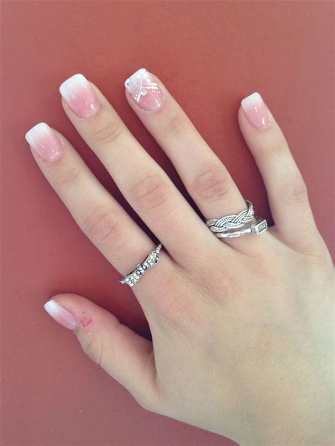 french manicure nails ombre acrylic nails nails design  rhinestones