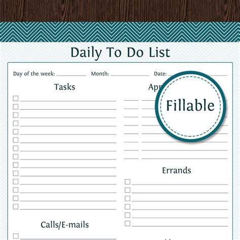 daily   list fillable plan  day printable daily
