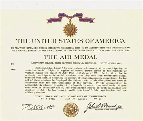 receives  air medal  army   citation written