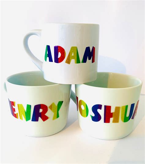 personalised childrens colourful  mugs cute etsy uk